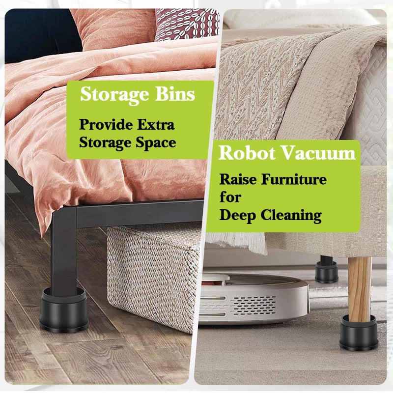 Yookwutar 4 Pack Furniture Risers 2 Inch, Adjustable Bed Risers Heavy Duty for Table Desk Couch Chair Sofa Cabinet Bed Frame Dorm, Round Stackable Table Leg Risers Lift Height 2"" or 4"", Black - Image 5